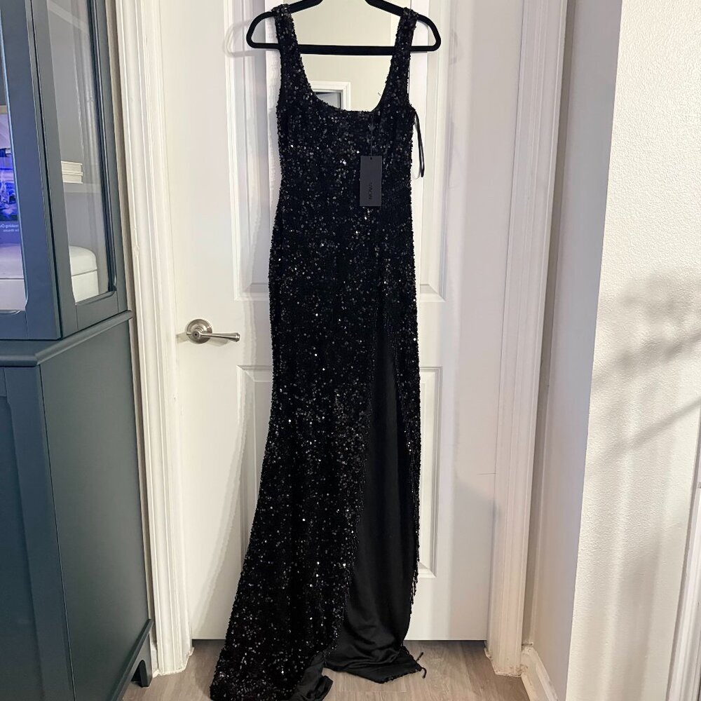 Fashion Nova Nova Luxe Black Sequin Maxi Gown – Size Small – NWT - Picture 2 of 7